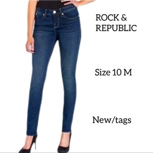 ROCK & REPUBLIC SKINNY BERLIN m.zWOMENS JEANS LOVE POTION SIZE 10M NEW/ TAGS